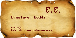 Breslauer Bodó névjegykártya